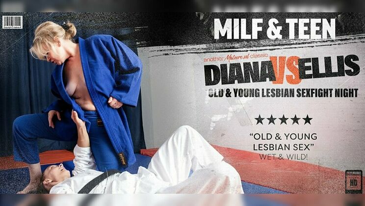 Mature.nl - Diana - Ellis Courtney - 57 year old MILF Diana gets wet with 26 year old Ellis in this old & young lesbian sexfight match / 06.09.2024